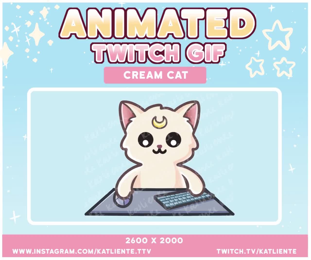 Kawaii Animated Sailor Moon White Cream Cat Kitty GIF Twitch Discord  PNGtuber, Vtuber, Emote for Stream