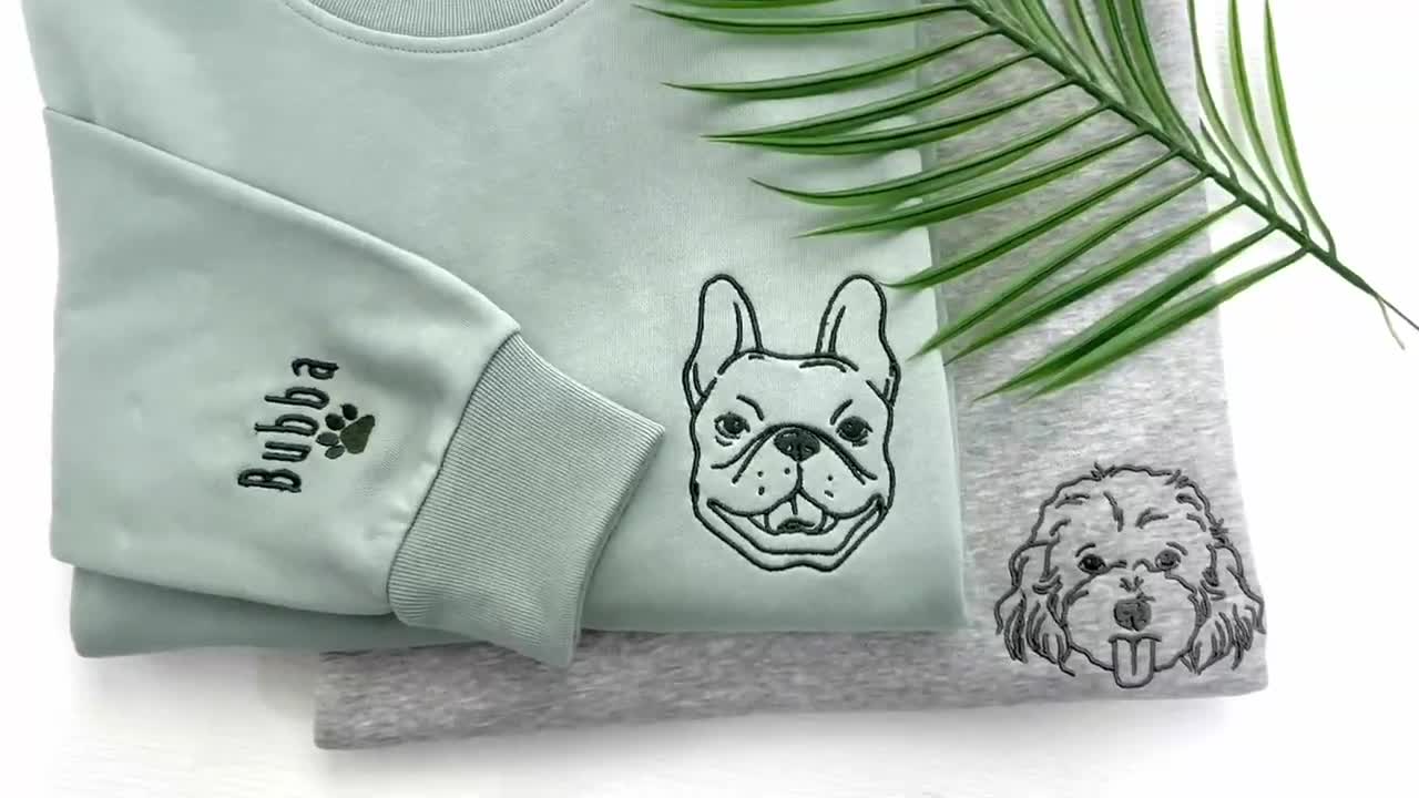 Custom Pet Embroidered Sweatshirt,embroidered Pet Face&name