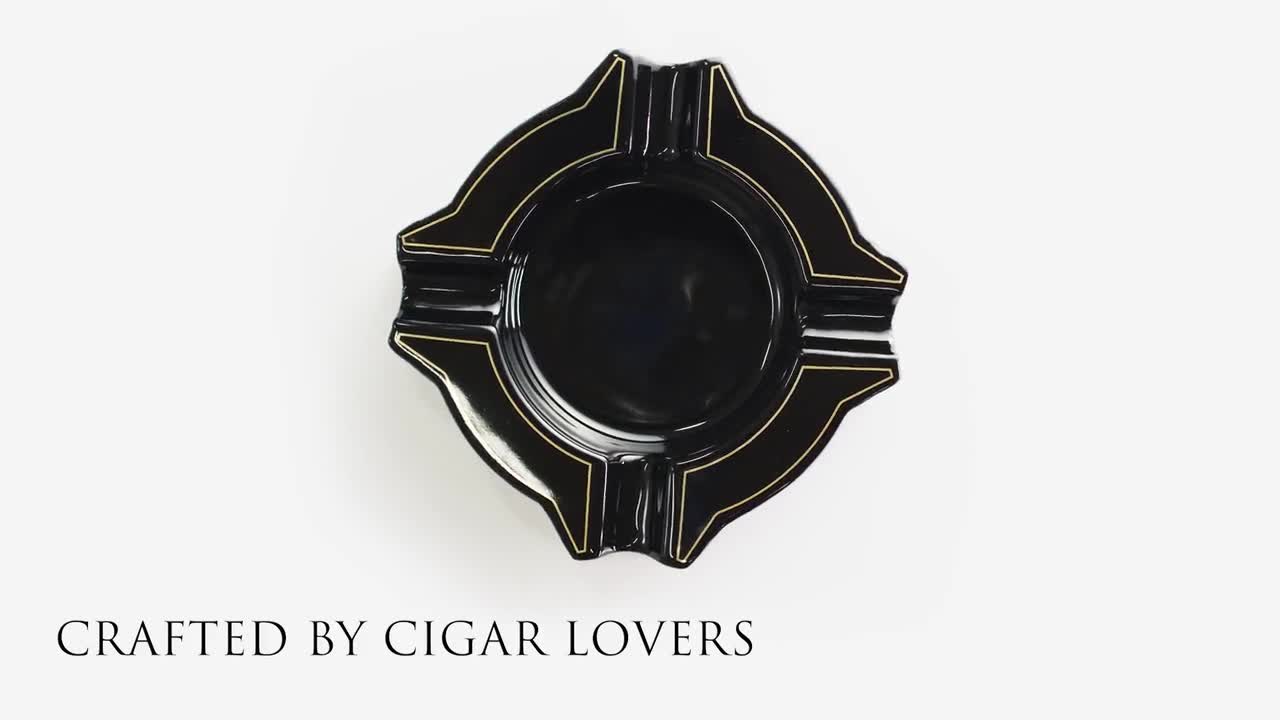 ROGOZ Ceramic Cigar Ashtray, Durable Solid 4 Slot Cigar Holder, Large Heavy  Outdoor Glass Cigar Ash Tray for Patio, Unique Design Ashtrays 