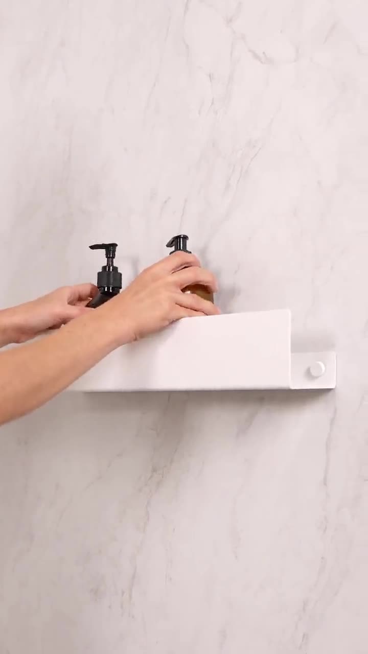 Ripiano Doccia SHEA 50 Cm Bianco – Metallbude: Mensola Sospesa Senza Fori, Design Minimalista In Alluminio, Perfetta Per Bagno E Doccia - 4
