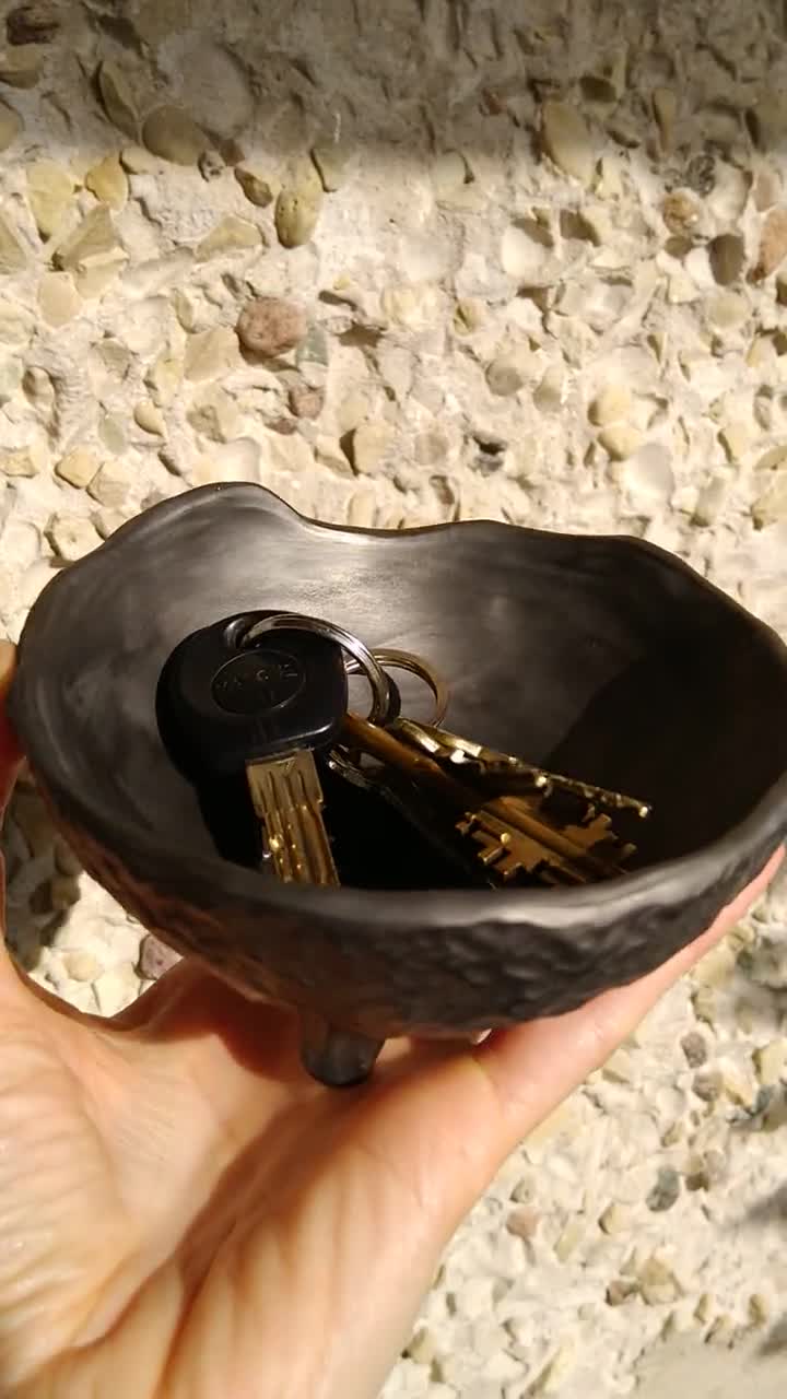 Cuenco de cerámica para llave para mesa de entrada, bandeja de 7 x 4 llaves  para atrapar todos los cuencos, cuenco decorativo pequeño para anillo de