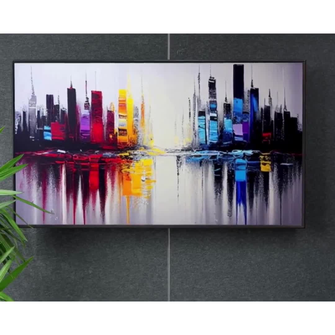 Abstract Cityscape Reflection Wall Art | Modern Skyline Print