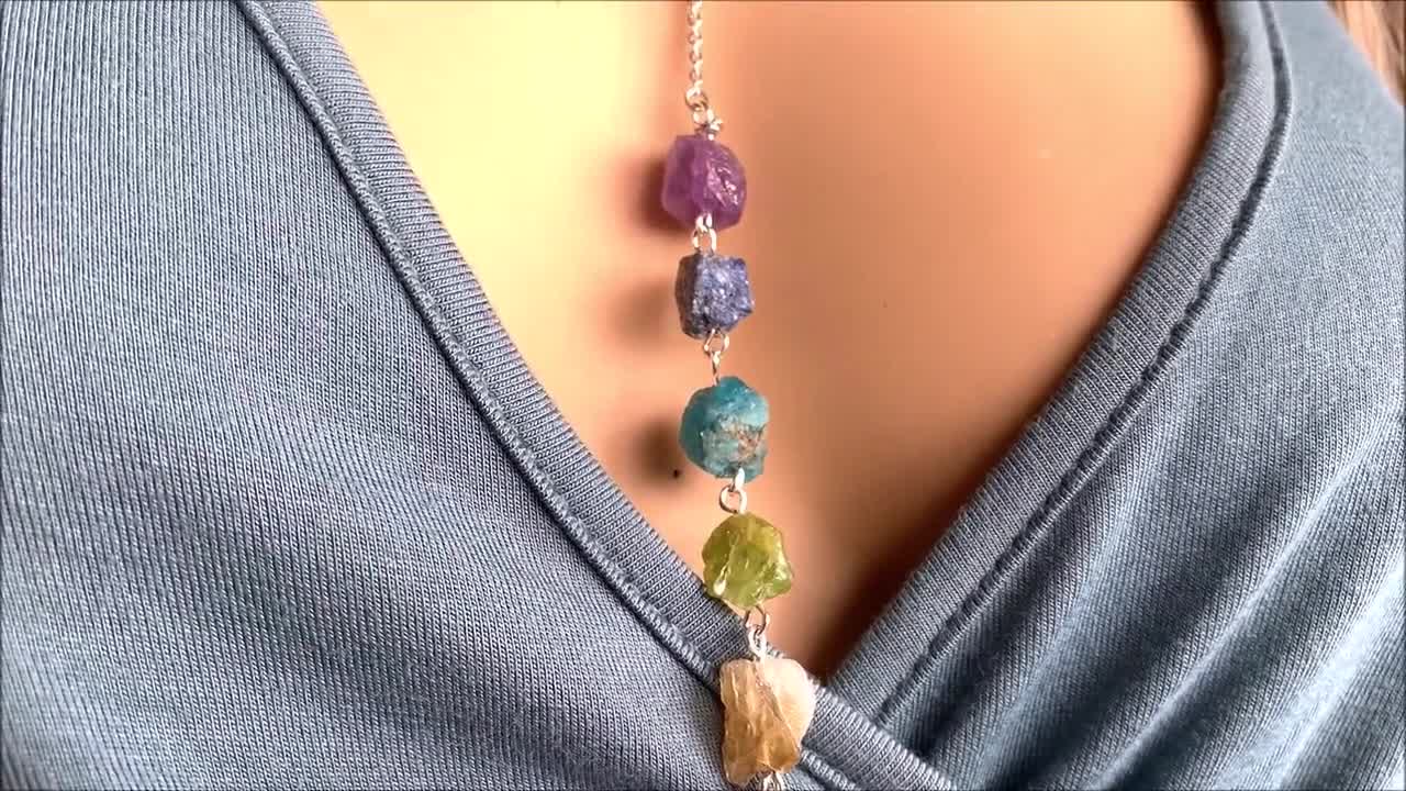 Chakra Crystals Necklace, Necklace, 7 Chakra Pendant Necklace