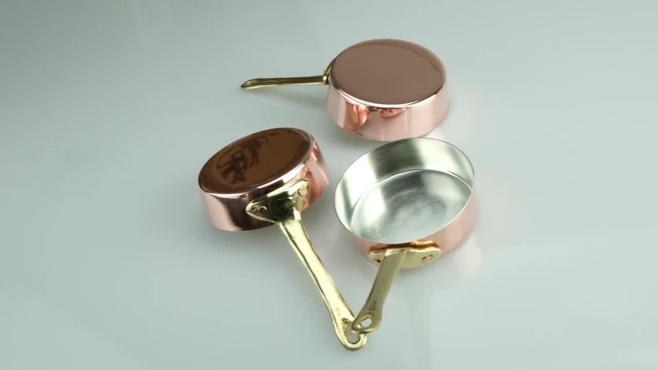 Copper Skillet Cooking Gift. Miniature Pan in Solid Copper