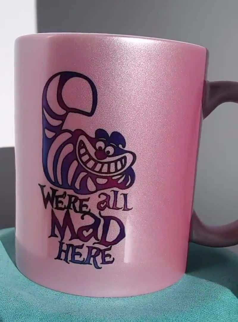 Disney Cheshire Cat Coffee Mug / We're All Mad Here Pearl Metallic