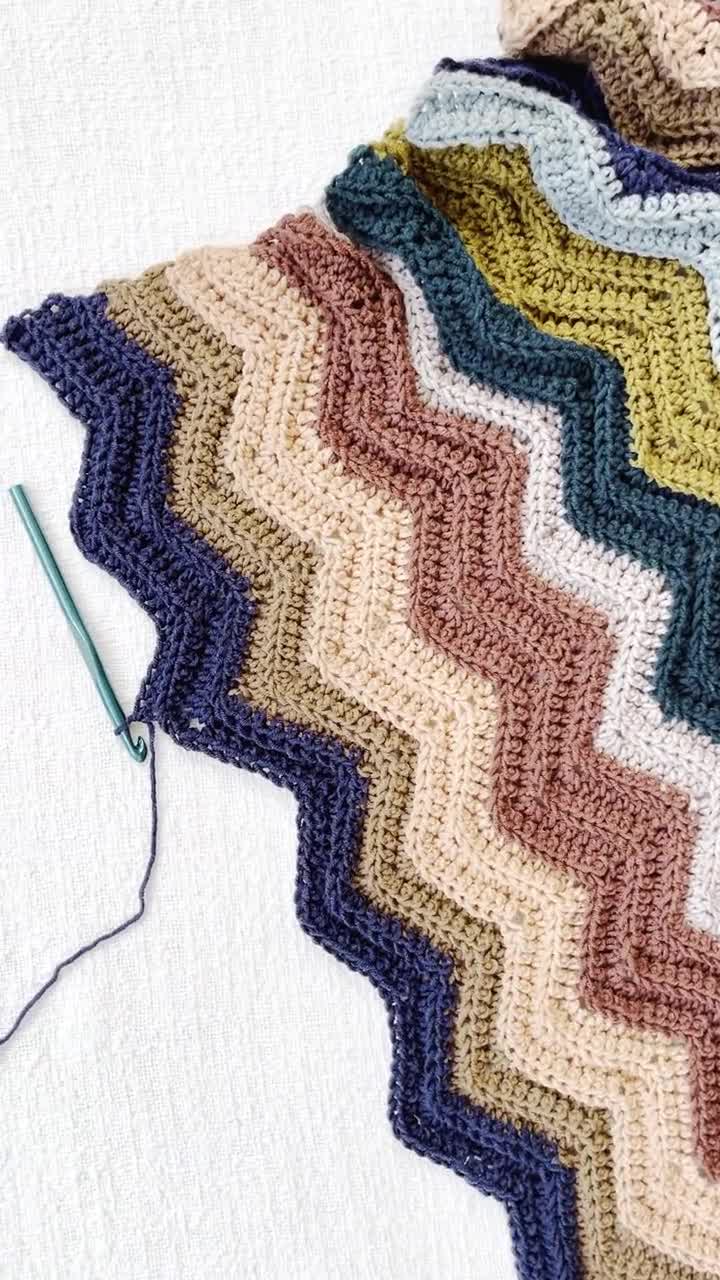 BRSD かぎ針編み ニット ラグ 赤 シェブロン柄 ジグザグ マーブル BV