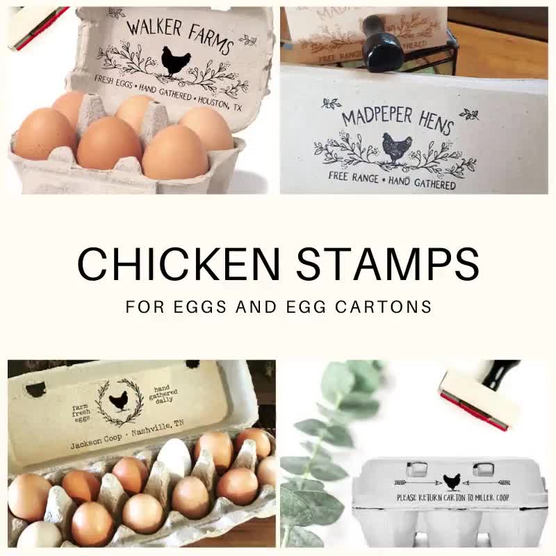  Personalized Egg Stamp, Custom Flat Rubber Chicken Fresh Coop  Egg Labels Mini Egg Business Cartons Stamp : Office Products