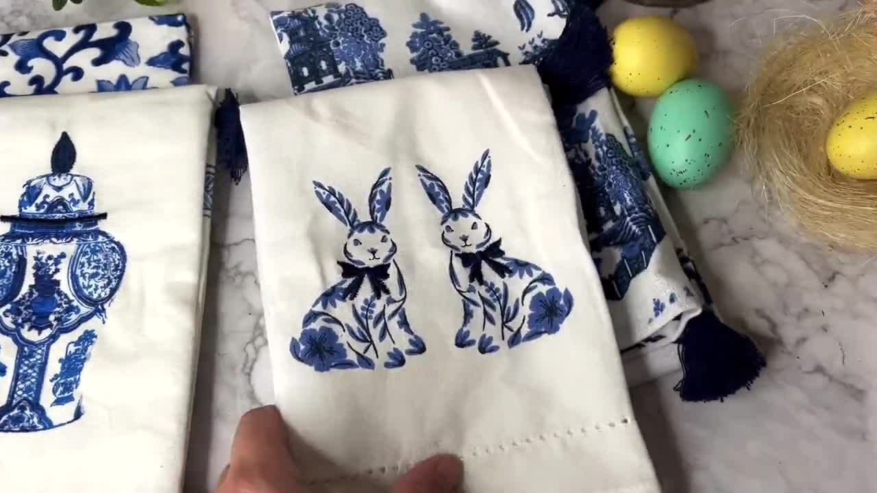Strofinacci Pasqua 2 Pezzi - Cotone Assorbente, Motivo Conigli E Fiori, 43x66 Cm, Per Cucina - Foto 9