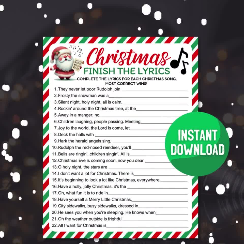 Christmas Song Finish the Lyrics Game Adult | Christmas Song Trivia Family Friendly Game | Christmas Carol Teen Adult Party Games - Etsy christmas-song-finish-the-lyrics-game-adult-christmas-song-trivia-family-friendly-game-christmas-carol-teen-adult-party-games-etsy