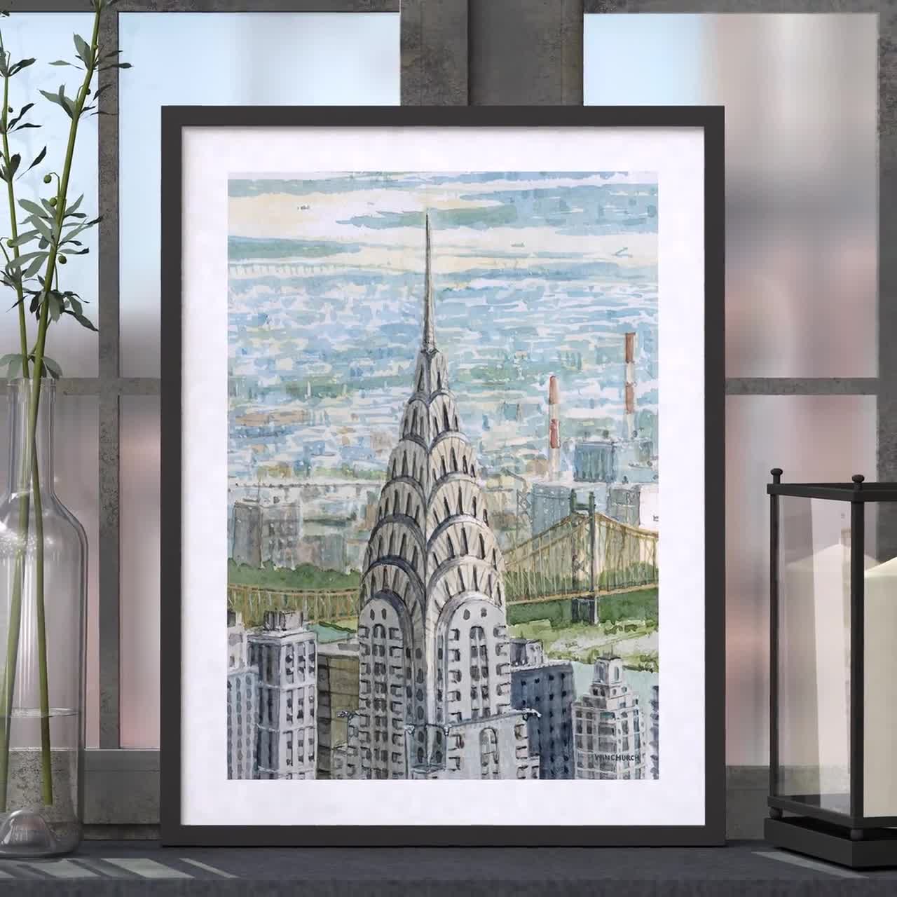 Chrysler Building Watercolor Art Print: New York Art Deco Wall