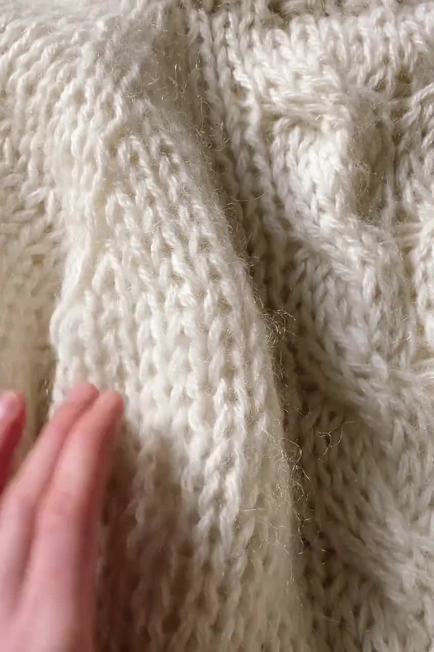 Chunky Braid Sweater — Hand Knit Mohair Cropped Pullover