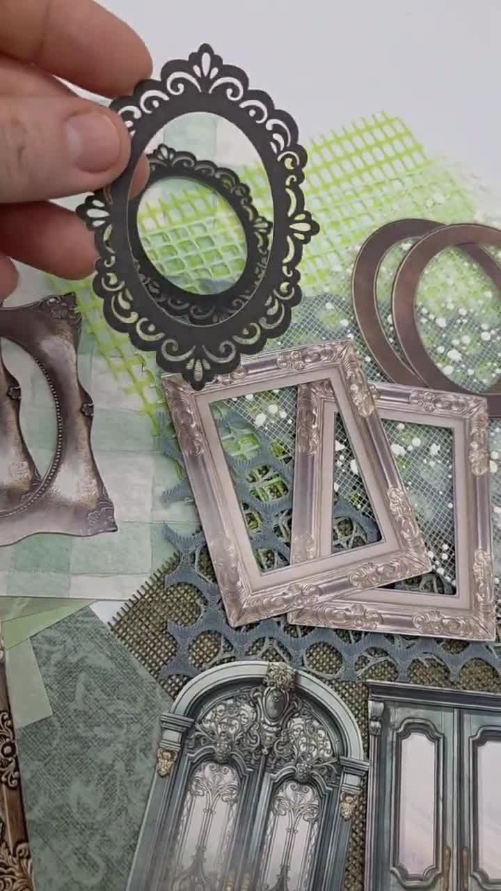 Junk Journal Ephemera Pack, 34pcs Vintage Frames Doors & Windows