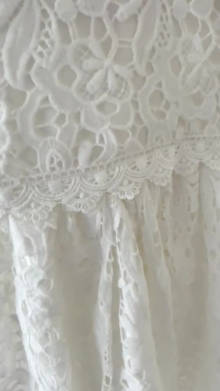 Abito Battesimo Bambina In Pizzo E Raso - Con Mantella E Cappellino, Bianco, Taglia 0-12 Mesi - Foto 8