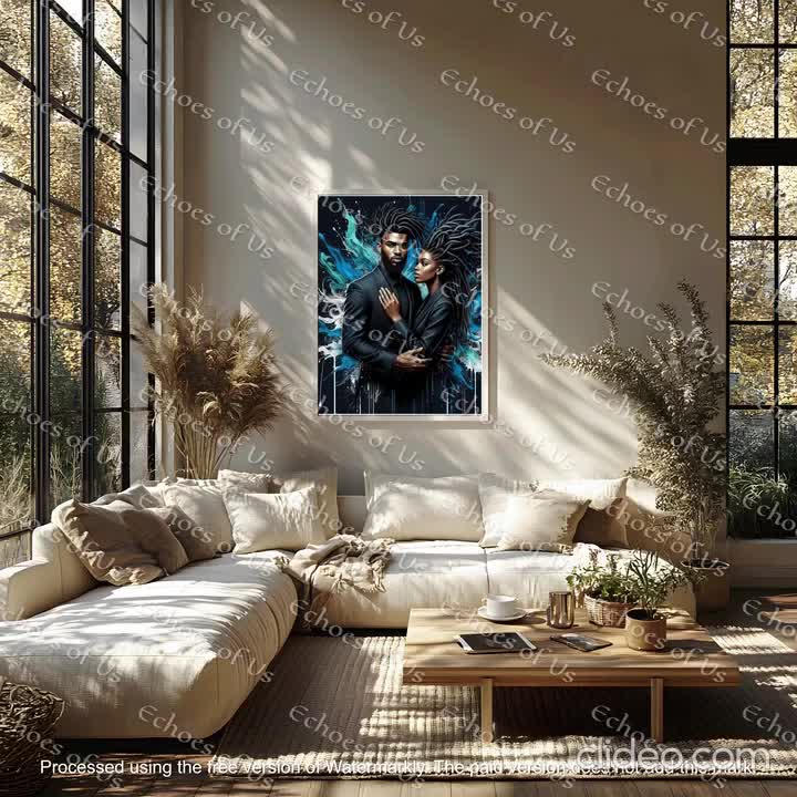 Black Love Art Print: Afrocentric Couple With Dreadlocks (digital