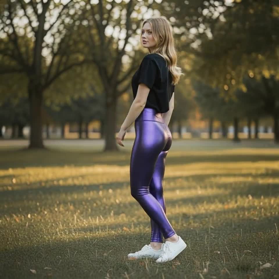 Leggings Argento Metallizzato In Ecopelle – Wetlook Lucido, Vita Alta, Perfetti Per Yoga, Ballo, Discoteca E Cosplay Anni '70/'80 - 3