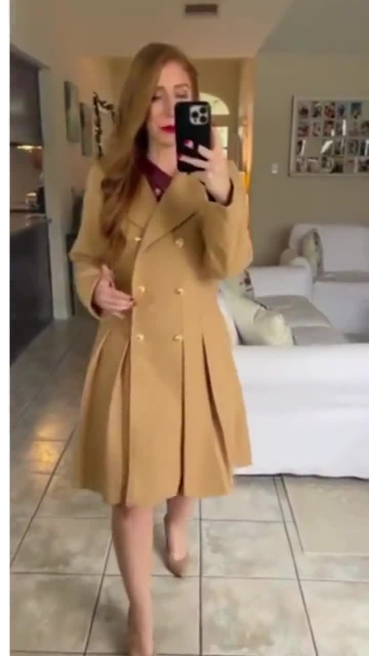 Wool Coat, Double Breasted Thick A Line Coats, Princess Coat