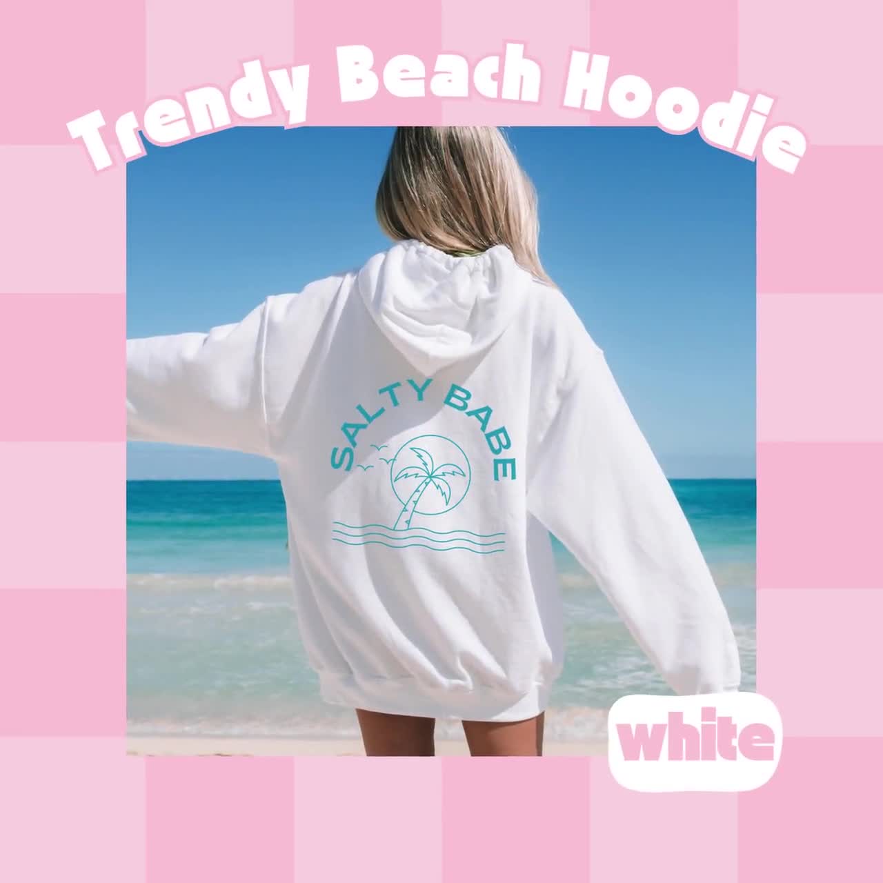 Salty Babe Oversized Hoodie Coconut Girl Sweatshirt Beach Cute