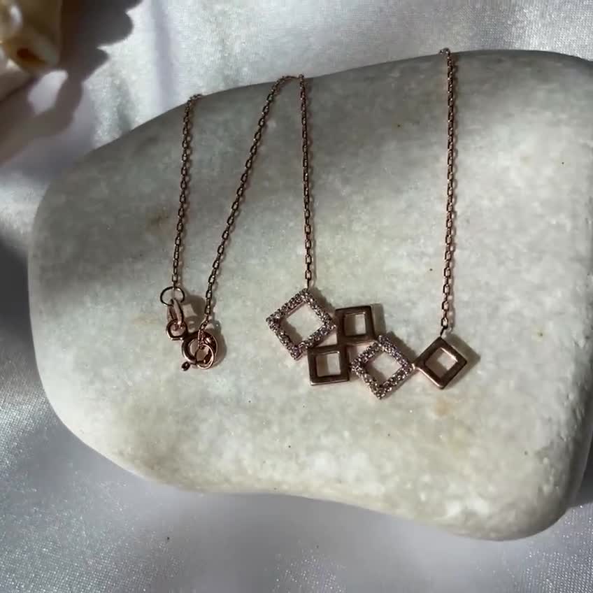 【ステイシー着用】Geometric point necklace(Silver, 2 COLOR) Sterling Silver with CZ Offset Sideways Cross w/ 2 IN EXT