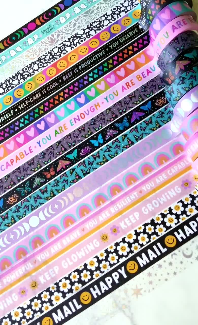 NEW Healing Positive Reminders & Affirmations Washi Tape for Planners,  Crafts, Journaling Tape, Mental Health Washi Tape, Holographic Foil 