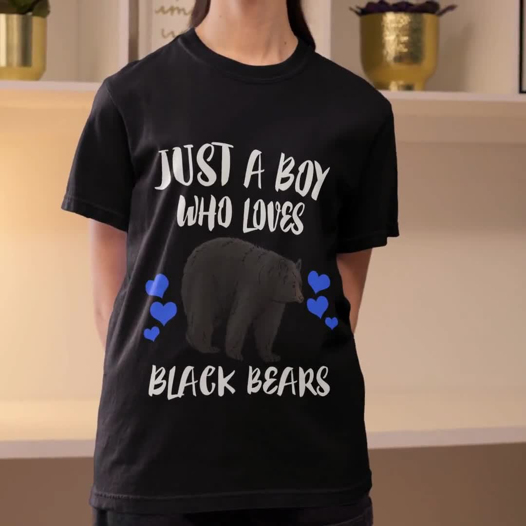トップス ansdotsloevner Tiny Tee Black / Bear S Just A Boy Who Loves Black Bears Shirt, Black Bear Lover Shirt