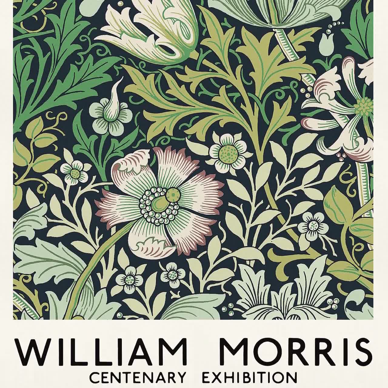 William Morris Print, Exhibition Poster, Vintage Art Nouveau Victoria &  Albert Museum Poster, Green Flower Pattern, Home Decor, Wall Art