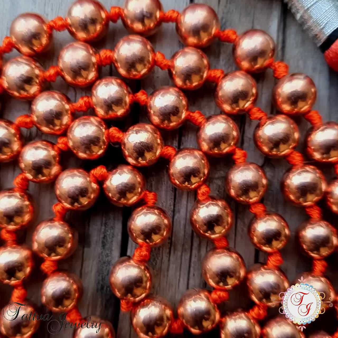 Copper Beads Mala, 108 Beads Mala, 100% Copper Mala, 8mm Copper Bead  Necklace, Copper 108 Beaded Healing Mala, Copper Healing Necklace 