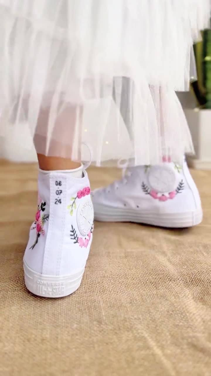 YECDET Women's Floral Embroidery Sheer Mesh Sneakers - Breathable Wedge Sneakers (Size 8.5, Pink) - View #9
