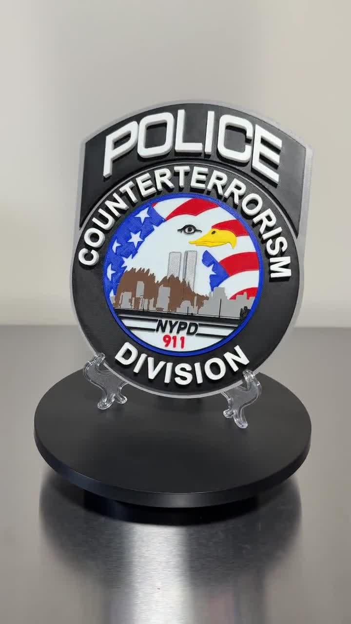 NYPD Counterterrorism Division 3D Plaque First Responder Wall Art