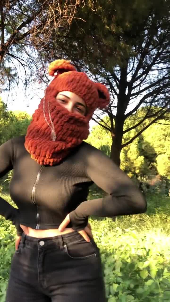 Handmade Bear Balaclava, Balaclava With Ears, Knitted Bear Hat