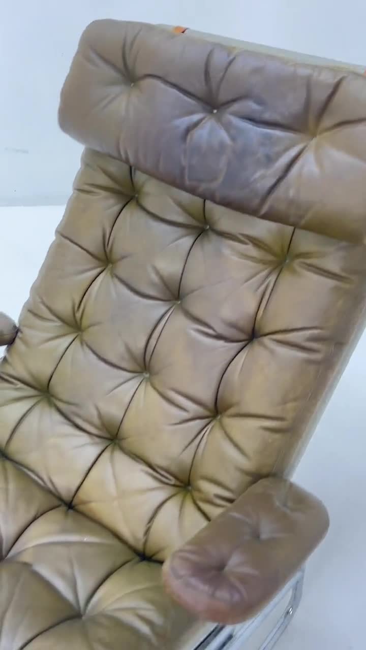 Rare Mid Century Fenix Easy Leather Chair for DUX by Sam Larsson