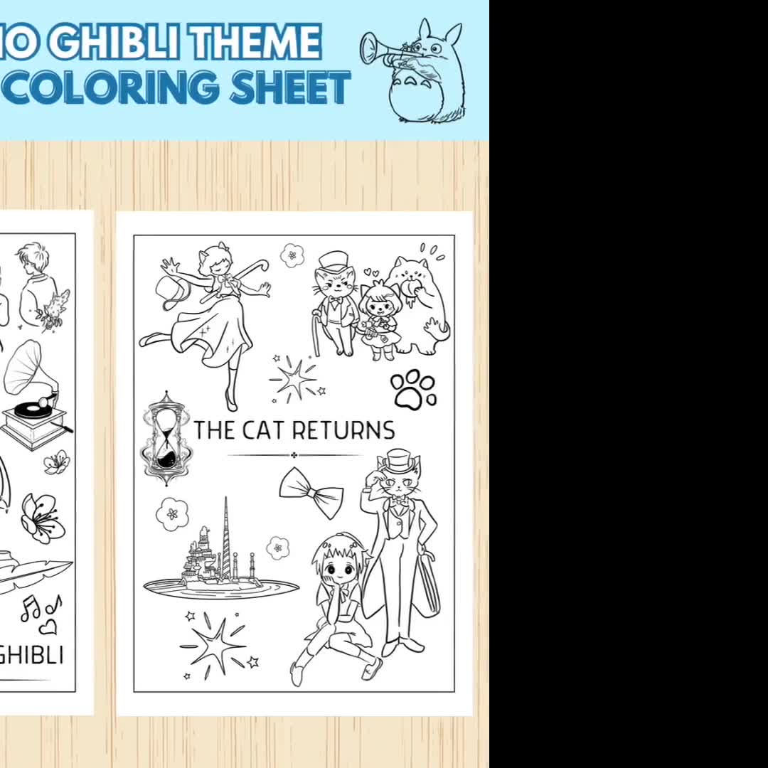 20 Studio Ghibli Malseite, Malseite zum Ausdrucken, Japanische Anime  Malseite, Kawaii, niedliche Malseiten für Kinder und Erwachsene, digitale  Kunst, Linie Kunst