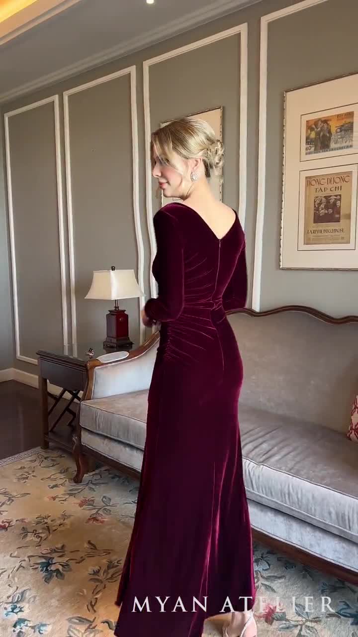 velvet bridesmaid dresses etsy Velvet Dress ,velvet Bridesmaid Dress, Velvet Long Infinity Dress Velvet  Wrap Dress Velvet Party Dress Wedding Gift Dress Burnt Orange Dress