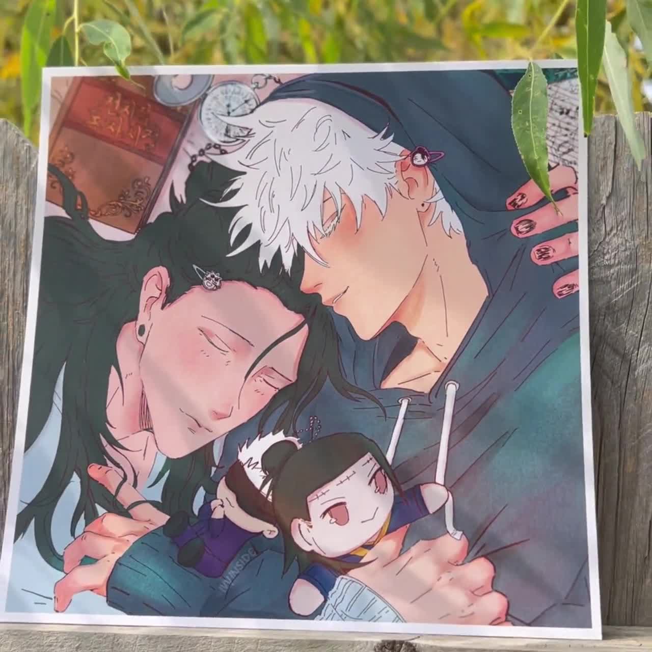 SatoSugu Art Print - Plushie Cuddle - Jujutsu Kaisen Sastoru Gojo Suguru  Geto Fanart