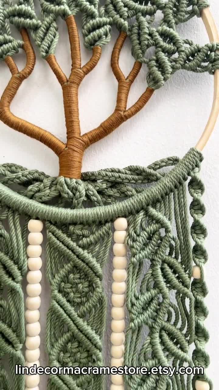 Large Macrame Tree of Life: Boho Green Leaves Wall Hanging - Etsy