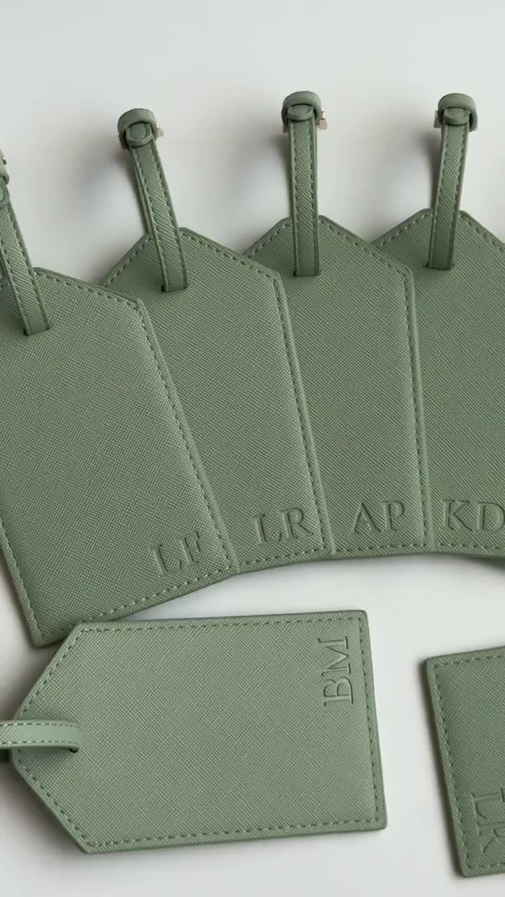 Blind Debossed Personalized Luggage Tag Saffiano PU Leather | Custom Travel Gift video poster