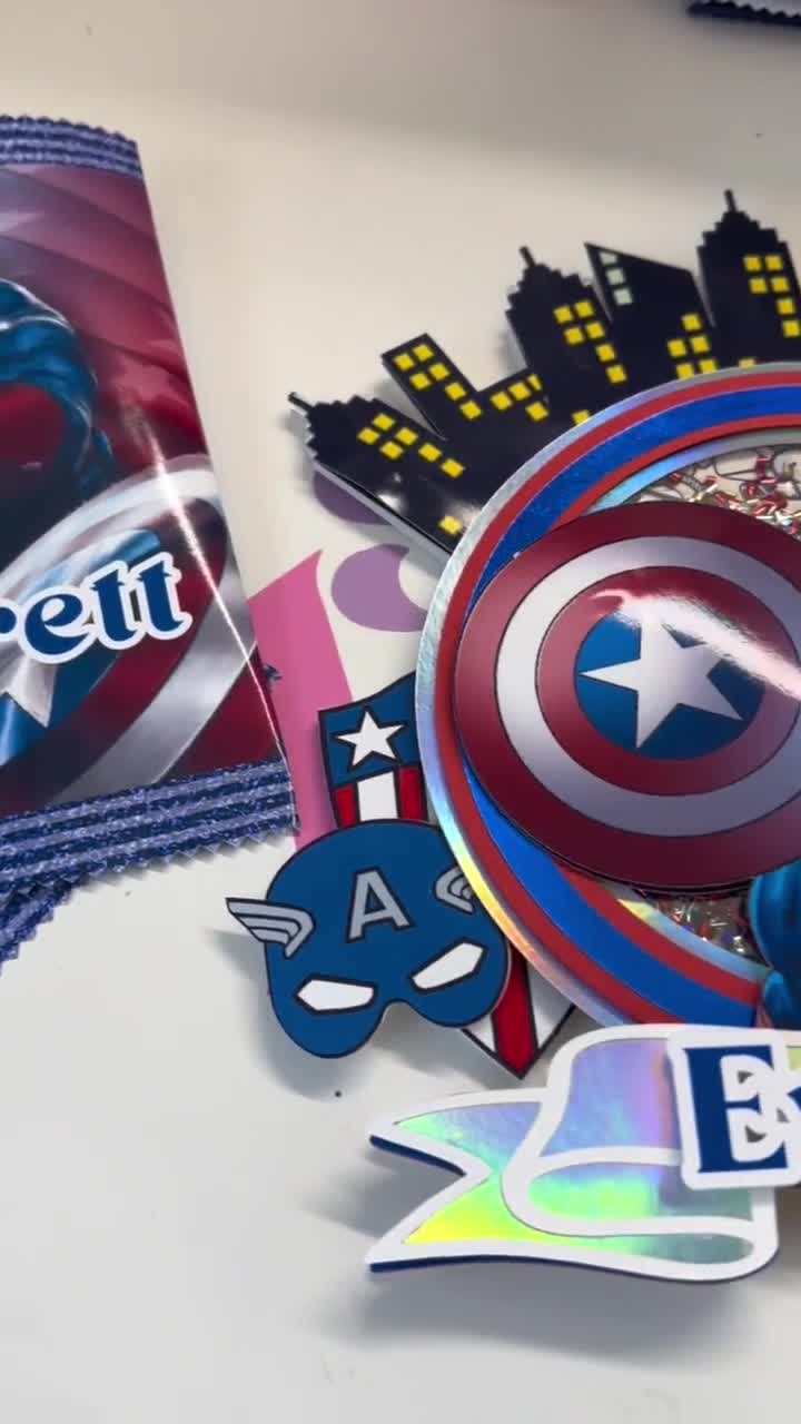 Marvel inspired Chips Bags Captain America, Capri sun stickers Captain America Party decoration video poster