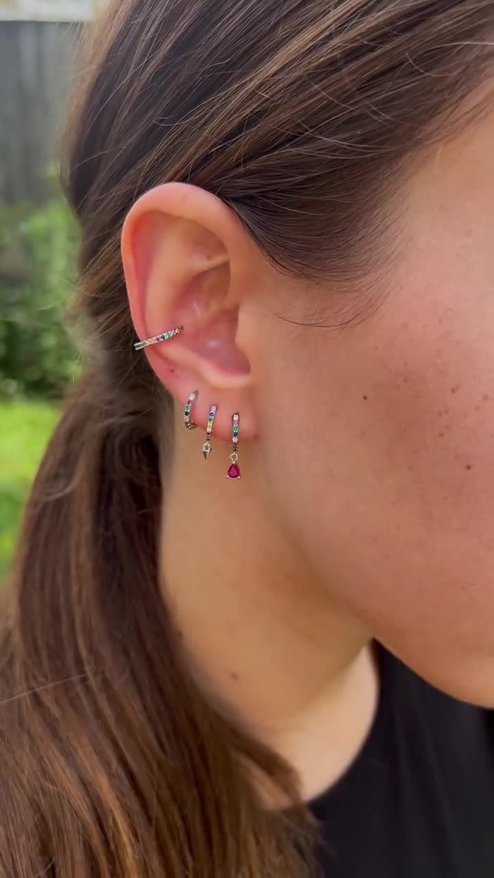 Colorful Silver Earring Set Minimalist Earrings Set for Multiple