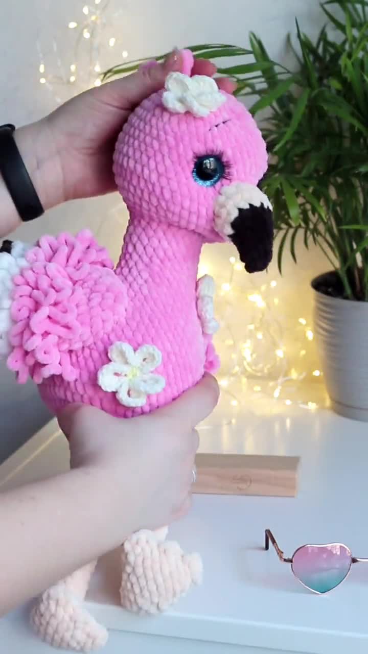 Crochet Flamingo Doll Handmade Pink Flamingo Amigurumi Cotton Bird