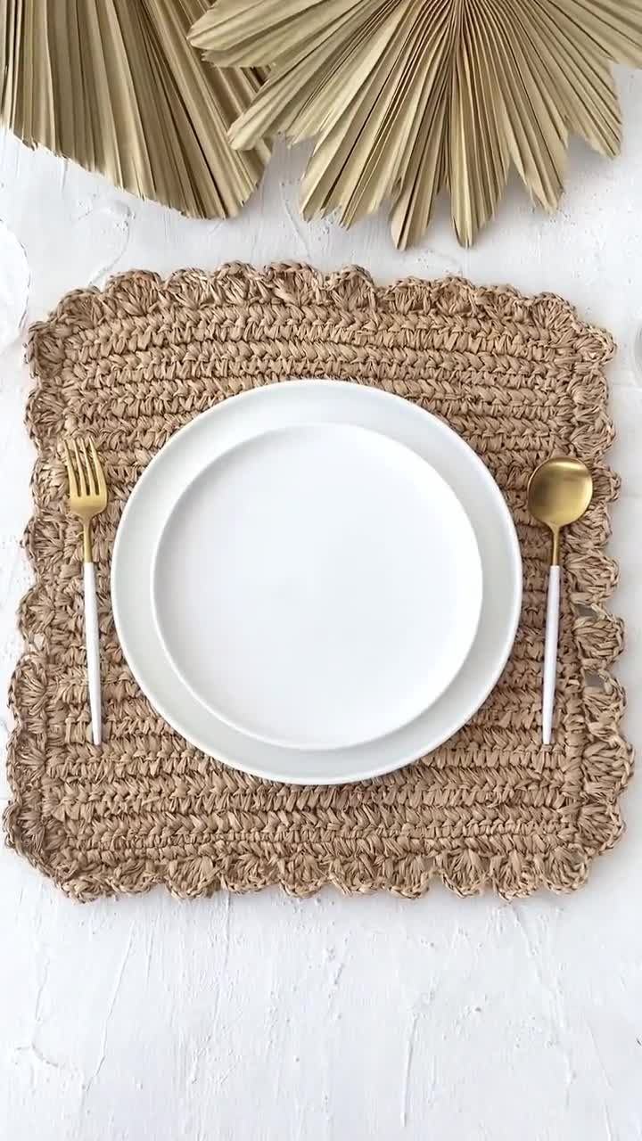 Natural Raffia Placemats, Boho Placemats, Fringe Placemats, Raffia  Placemats & Table Charger,placemats for Round Table,handwoven Raffia Mats 