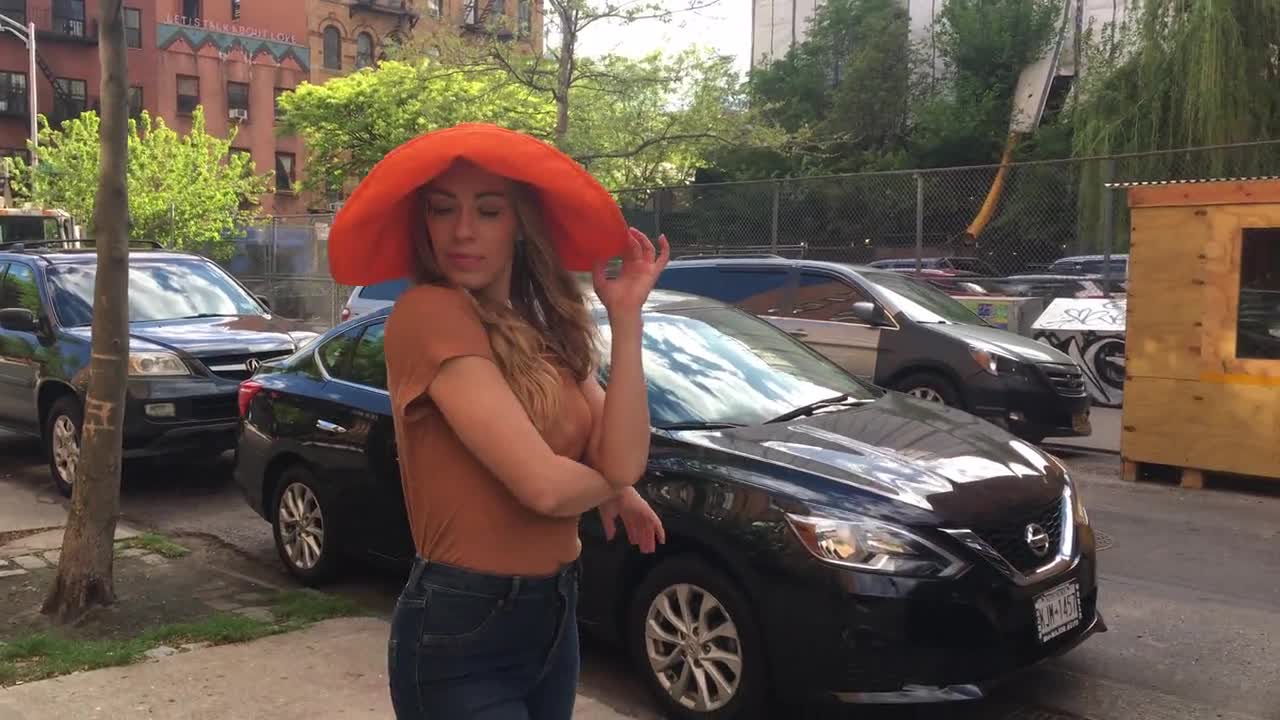 Wide Brimmed Floppy Hat, Orange Women's Sun Hat, Urban Sun Hat