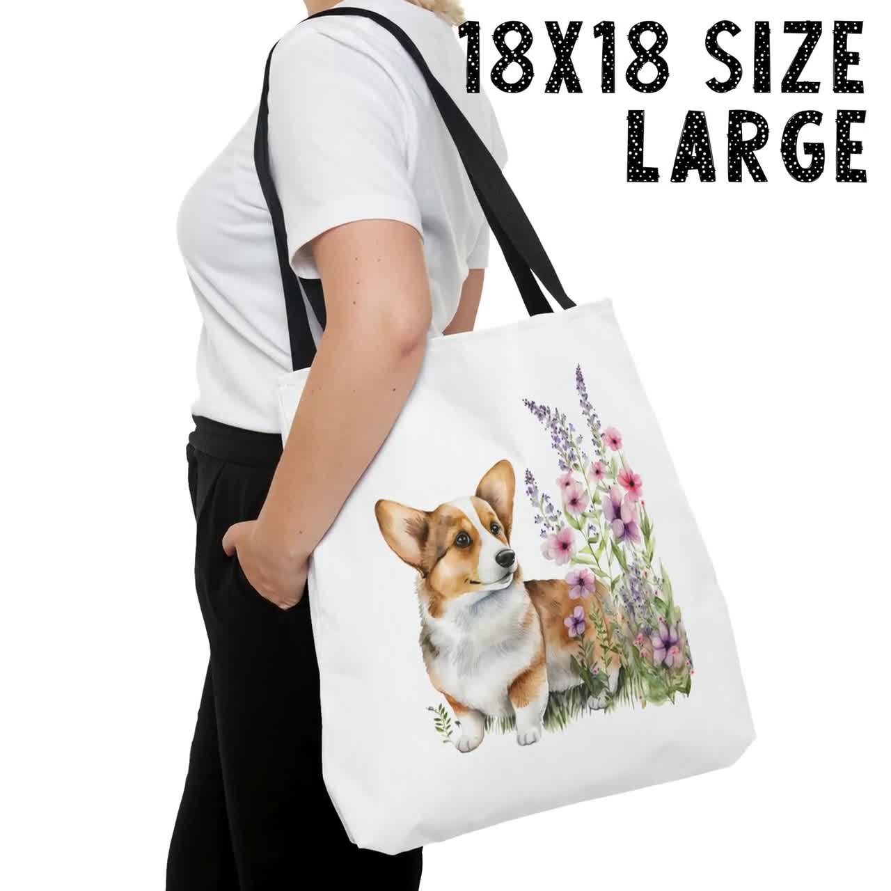 Corgi Floral Tote Bag Corgi Floral Tote Bag