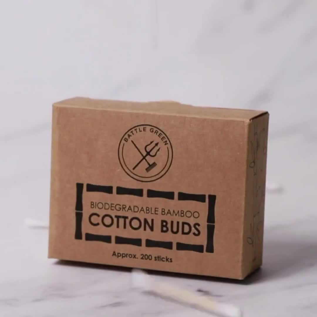 Coton-tige en bois - Blanc - 200 pièces - dans un tube en carton