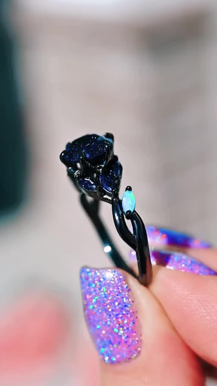 ☆nff☆ starry night ringblack nff43 Nesta Starry Night Ring Set, His & Her Black Wedding Ring
