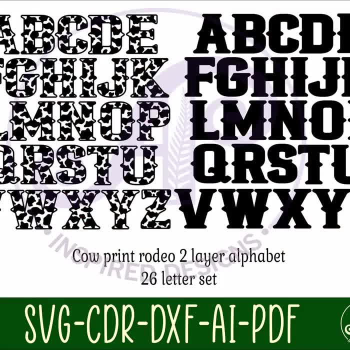 Cow Print Alphabet SVG: Layered Rodeo Letters (digital Download
