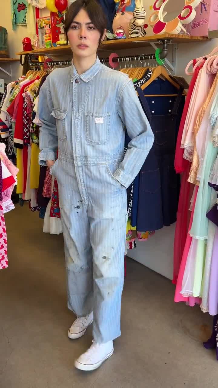50s Big Mac Denim Herringbone Coveralls Sanforized Cotton Size XS