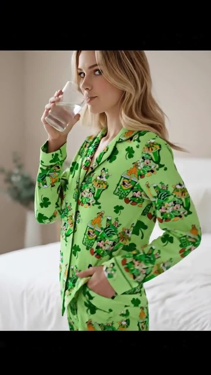 Winnie the Pooh Pajama Set, Piglet Tigger Eeyore Yellow Satin Sleepwear, Gift For Her video poster