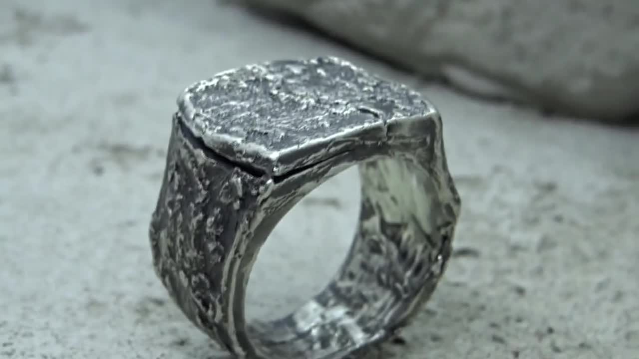 CRACK ring-brutal silver cracked ring for men and women. rough handmade  texture resembling a meteorite surface. chunky wedding band