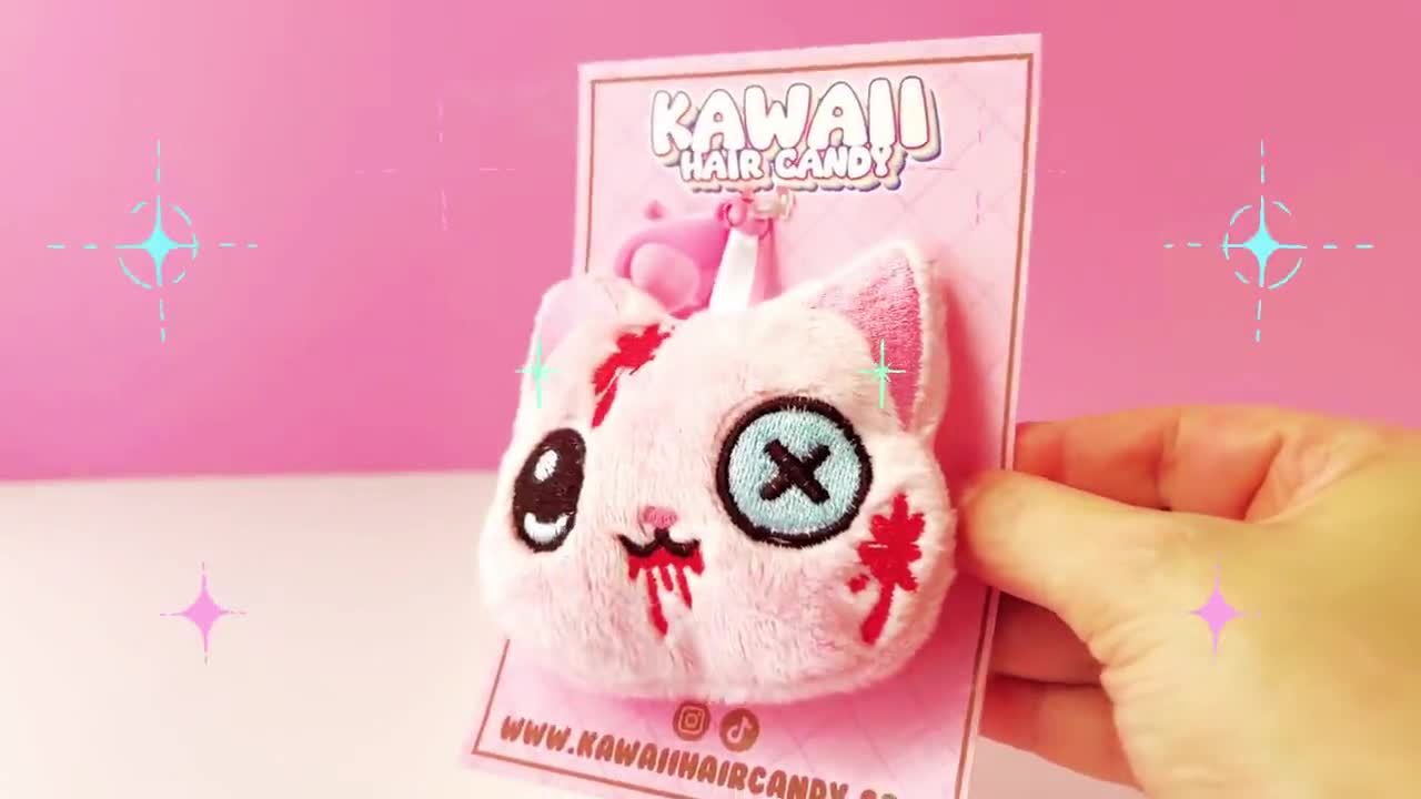 ぐでねこちゃんハロウィンチャームセット 不気味でキュートなかわいい猫のぬいぐるみバッグチャーム、グロカワ