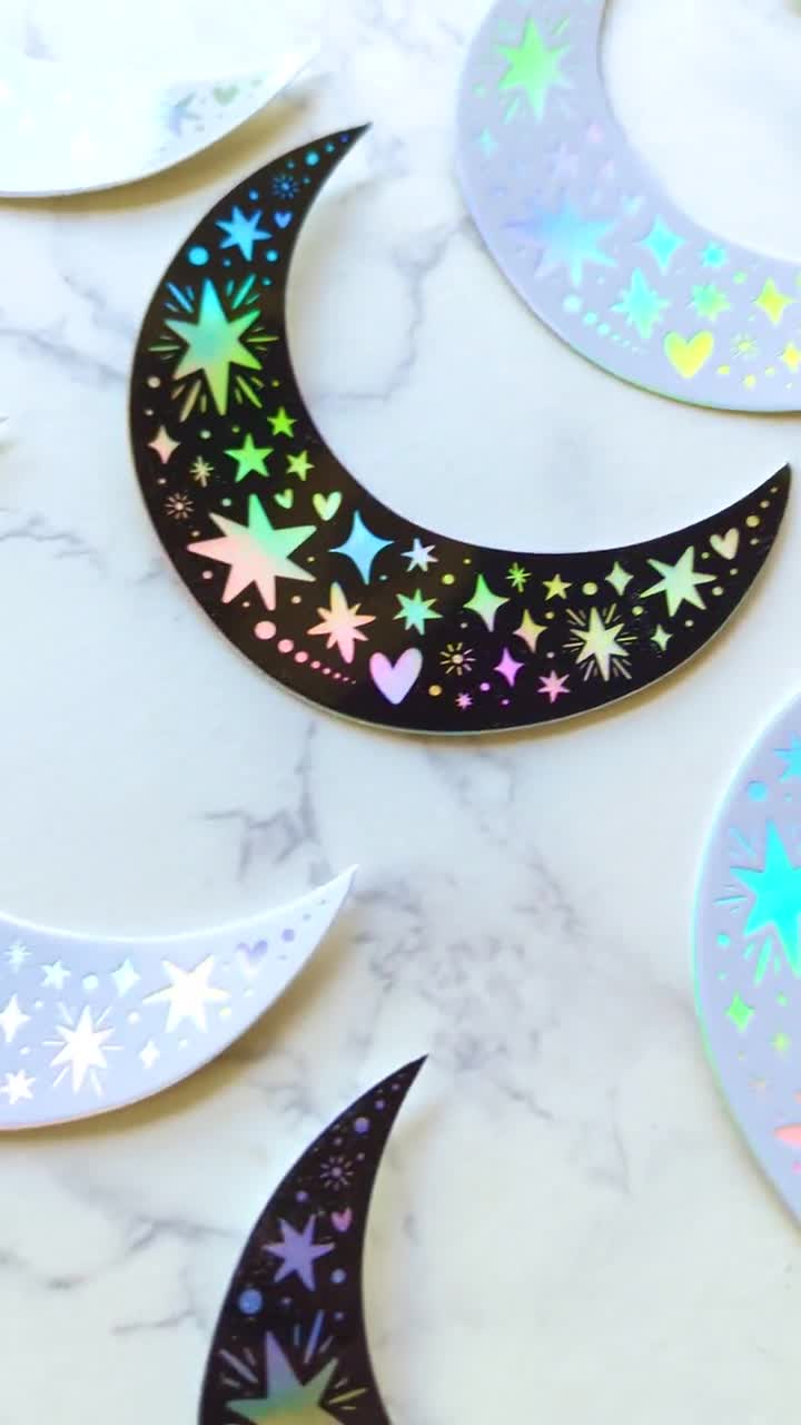 Moon Holographic Sticker, Hologram Sticker, Moonlight With