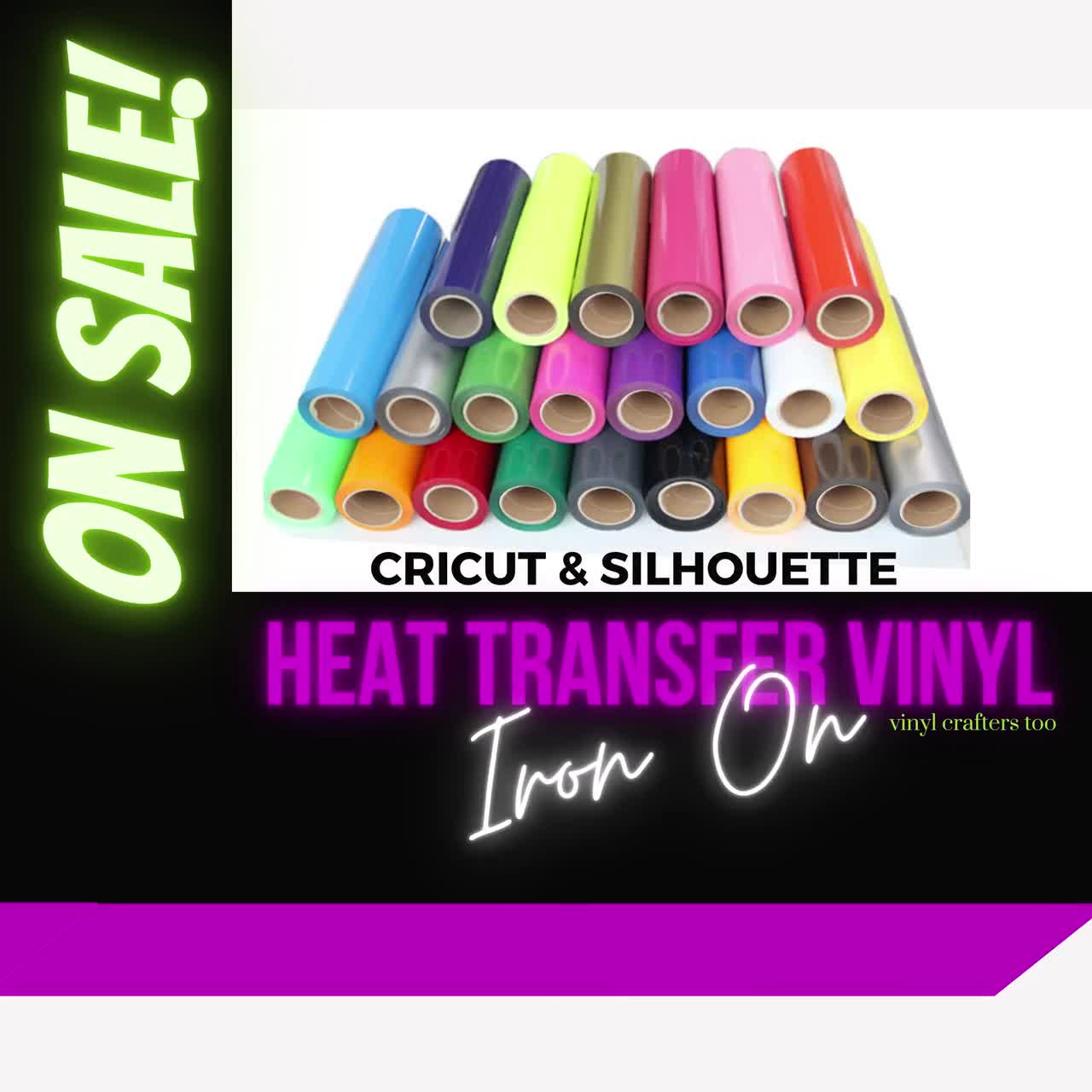 12x6 Monogram Vinyl Heat Transfer Vinyl Sheets, Tshirt Vinyl, Iron